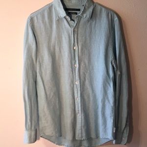Roll sleeve linen blend shirt
